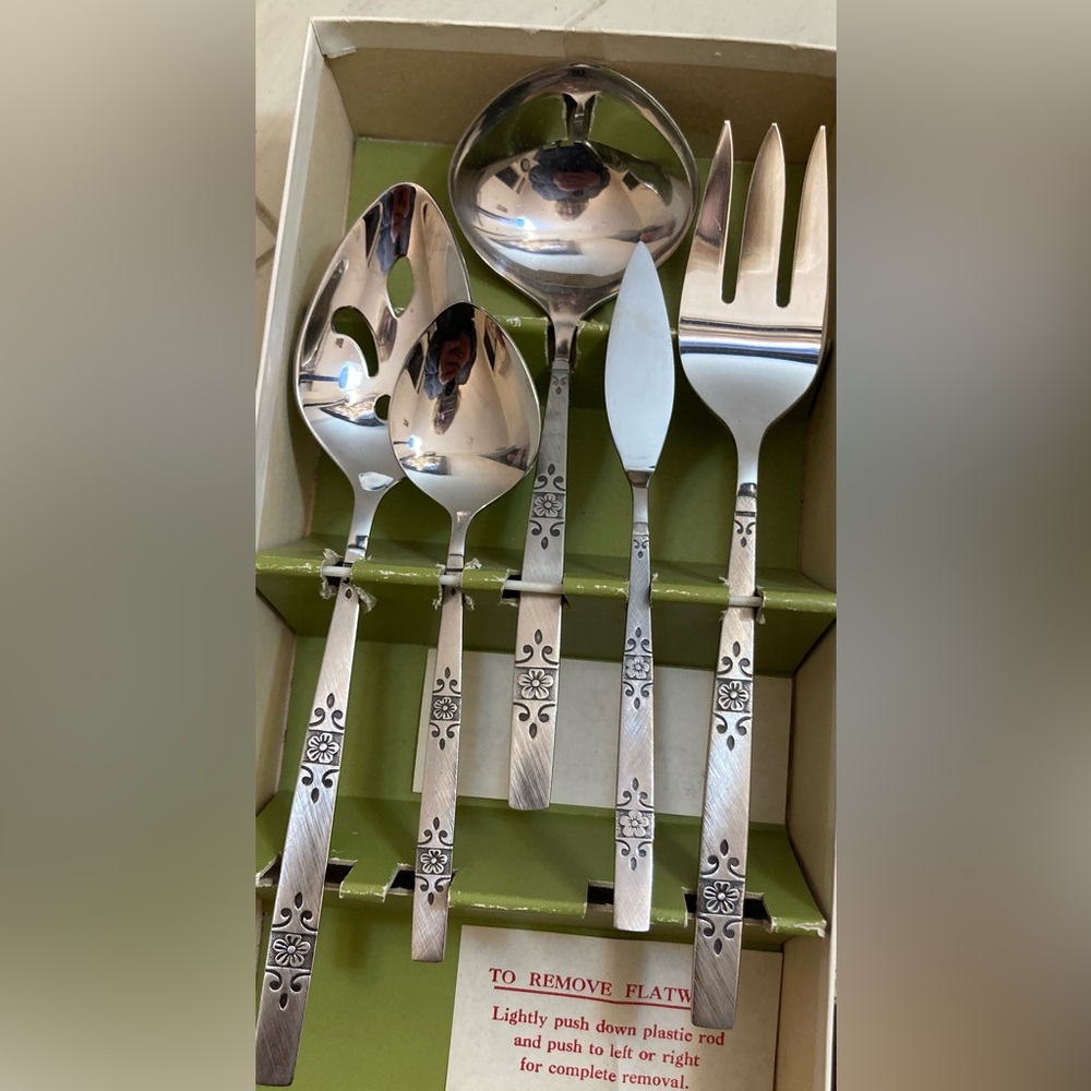 5 piece hostess set Oneida profile stainless